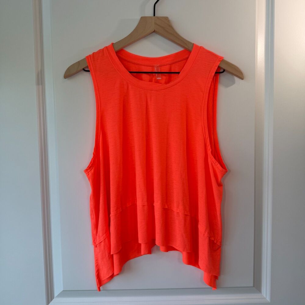 Free People Movement Neon Coral Layered Muscle Tank Size M